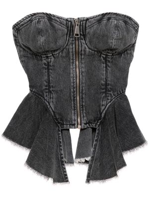 Essentiel Antwerp ruffled denim corset top - Black