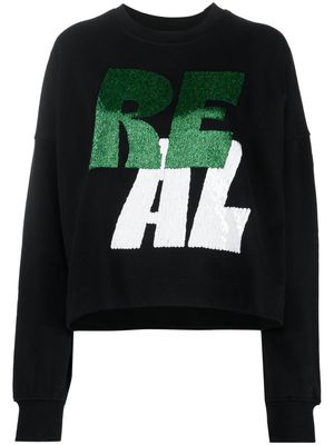 Essentiel Antwerp sequin-embellished text-print jumper - Black