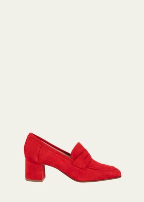 Essenziale Suede Heeled Penny Loafers