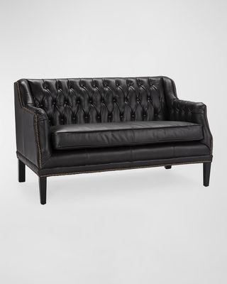 Essex Leather Settee, 53"