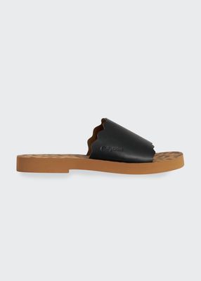Essie Scalloped Leather Slide Sandals