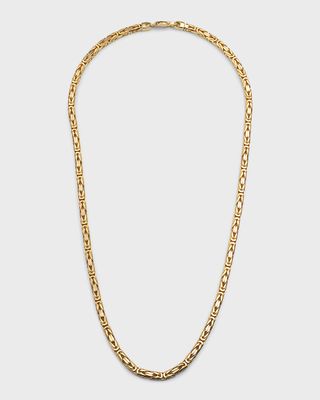 Estate 18K Yellow Gold Byzantine Square Link Necklace