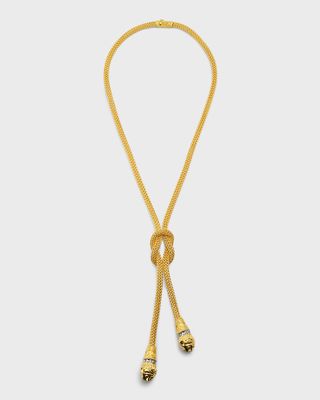 Estate 18K Yellow Gold Diamond and Ruby Lariat Necklace