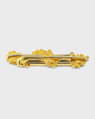 Estate Dunay 18K Yellow Gold Cinnabar Corrugated Texture Bar Pin