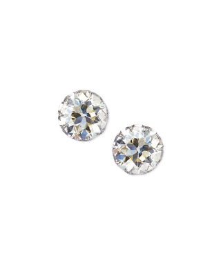Estate Edwardian Filigree Diamond Solitaire Stud Earrings