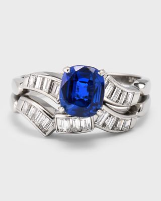 Estate Platinum Burma Sapphire and Diamond Engagement Ring, Size 6.5
