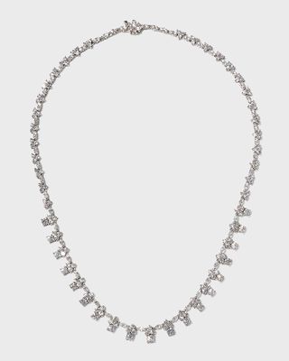 Estate Platinum Diamond Cluster Link Necklace