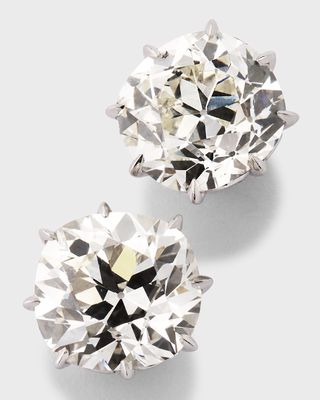 Estate Platinum Diamond Cushion Stud Earrings