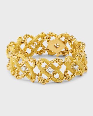 Estate Tiffany 18K Yellow Gold Alternating Diamond Twist Bracelet