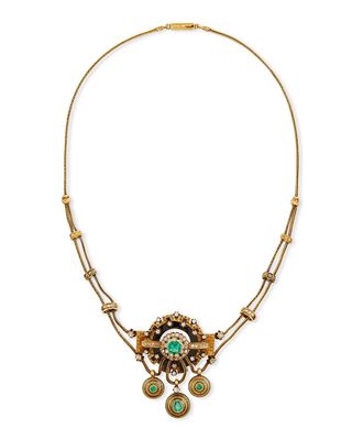 Estate Victorian Emerald & Diamond Festoon Necklace