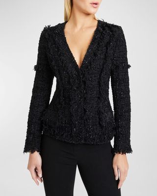 Estela Snap-Front Tweed Jacket