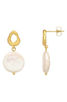 Estella Bartlett Freshwater Pearl Drop Earrings in Gold