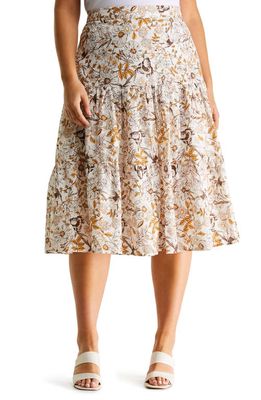 Estelle Cinque Terre Floral Linen Skirt in Print