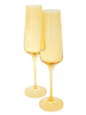 Estelle Color 2-Piece Champagne Flute Glass Set - Yellow - Yellow