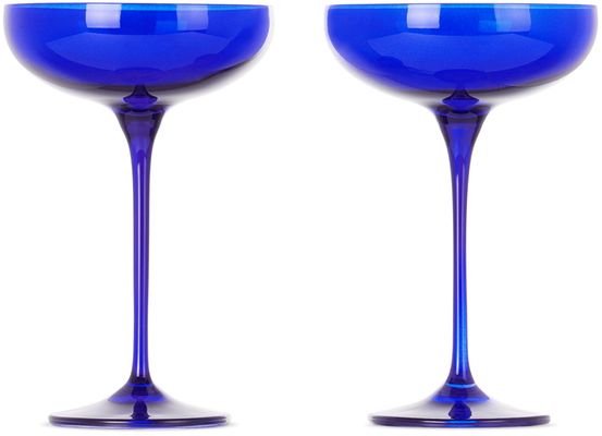 Estelle Colored Glass Blue Champagne Coupe Set