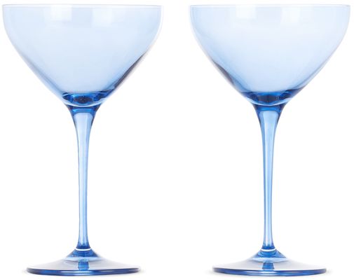 Estelle Colored Glass Blue Martini Glass Set