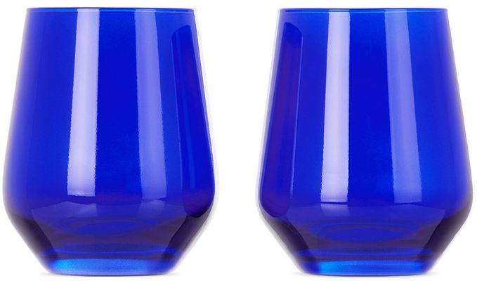 Estelle Colored Glass Blue Stemless Wine Glass Set
