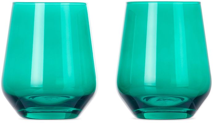Estelle Colored Glass Green Stemless Wine Glass Set