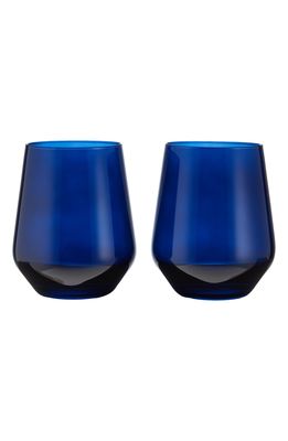 Estelle Colored Glass Set of 2 Stemless Wineglasses in Midnight Blue