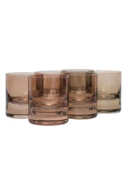 Estelle Colored Glass Set of 6 Rocks Glasses in Amber Smoke