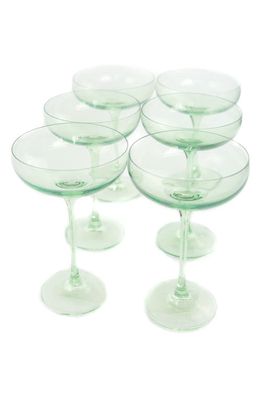 Estelle Colored Glass Set of 6 Stem Coupes in Mint Green