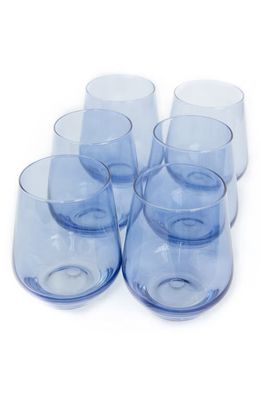 Estelle Colored Glass Set of 6 Stem Wineglasses in Blue