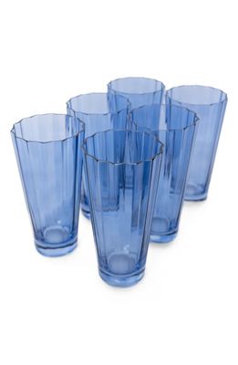 Estelle Colored Glass Sunday Set of 6 Highball Glasses in Cobalt