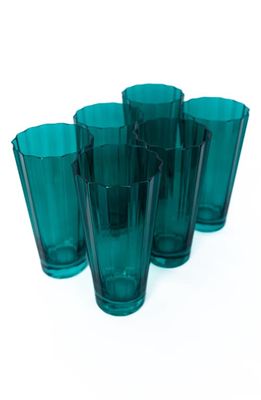 Estelle Colored Glass Sunday Set of 6 Highball Glasses in Emerald Green