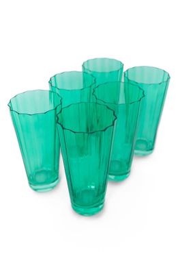 Estelle Colored Glass Sunday Set of 6 Highball Glasses in Kelly Green