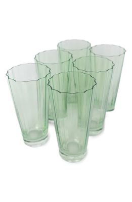 Estelle Colored Glass Sunday Set of 6 Highball Glasses in Mint Green