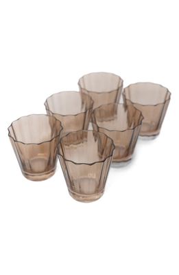 Estelle Colored Glass Sunday Set of 6 Lowball Glasses in Amber Smoke