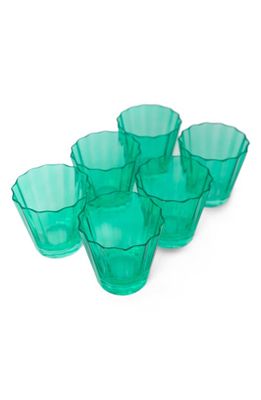 Estelle Colored Glass Sunday Set of 6 Lowball Glasses in Kelly Green