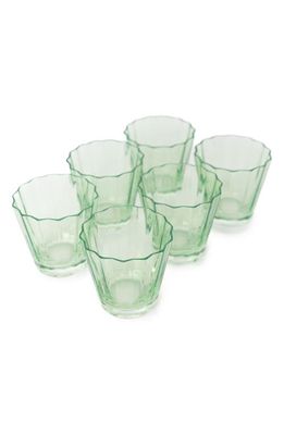 Estelle Colored Glass Sunday Set of 6 Lowball Glasses in Mint Green