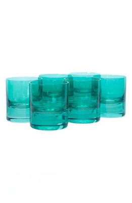 Estelle Colored Glass ware Set of 6 Rocks Glasses in Emerald Green