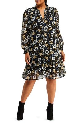 Estelle Delfina Floral Long Sleeve Chiffon Shirtdress in Print