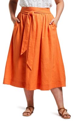 Estelle Maja Linen Blend Skirt in Tangerine