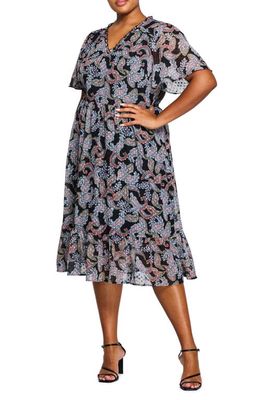 Estelle Maya Paisley Clip Dot Midi Dress in Print