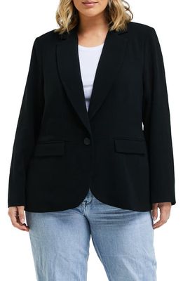Estelle Megan One-Button Crepe Blazer in Black