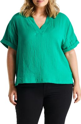Estelle Sunseeker V-Neck Cotton Top in Green