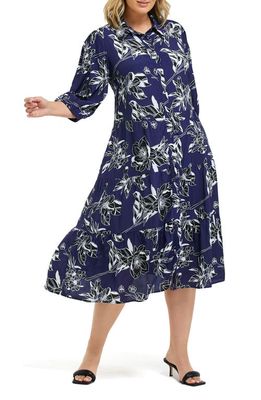 Estelle Talled Floral Tiered Shirtdress in Print