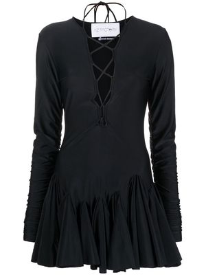 ESTER MANAS lace-up flared mini skirt - Black