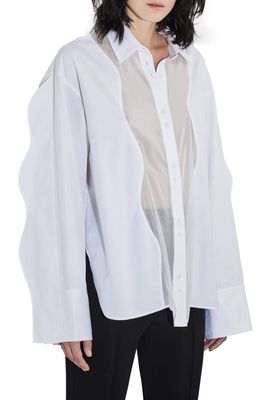 Et Ochs Cecile Chiffon Inlay Cotton Button-Up Shirt in Optic White
