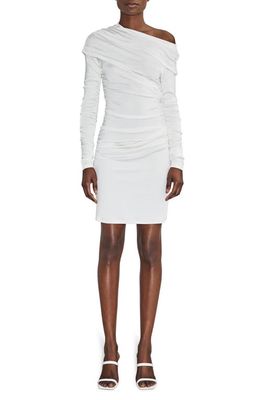 Et Ochs Freya One-Shoulder Long Sleeve Ruched Dress in Optic White
