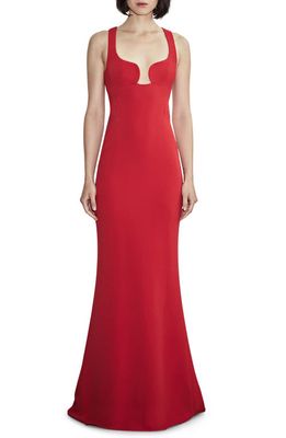 Et Ochs May Curved Bust Halter Gown in Cherry