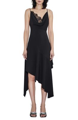 Et Ochs Metallic Lace Detail Asymmetric Dress in Black