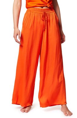 Etam Cheeta Wide Leg Satin Pajama Pants in Orange