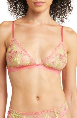 Etam Mimosa Embroidered Bralette in Pink Multicolor