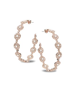 Eternity 18k Rose Gold High-End Opera Diamond Hoop Earrings