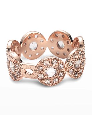 Eternity 18k Rose Gold Opera Band Ring w/ Diamonds, Size 7