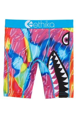 Ethika Kids' Glass Tiger Boxer Briefs in Yellow/blue